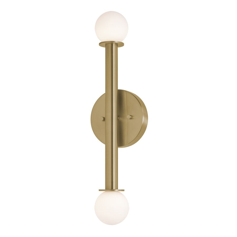 AFX Lighting Lane 2 Light Sconce, Light Antique Brass/White