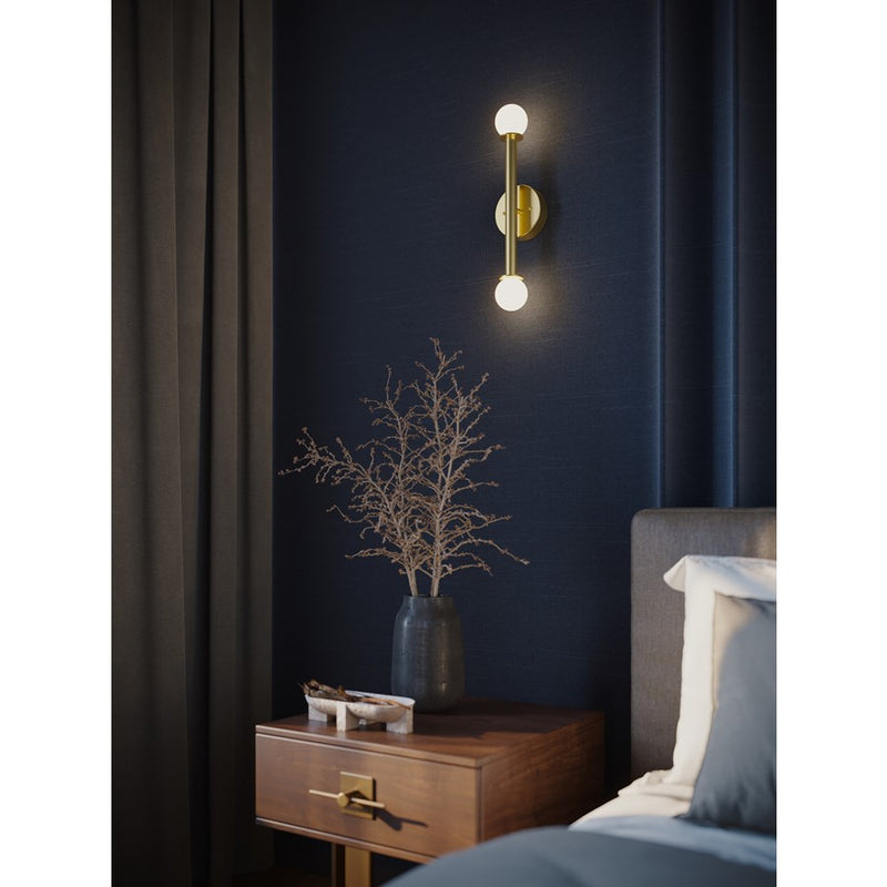 AFX Lighting Lane 2 Light Sconce, Light Antique Brass/White