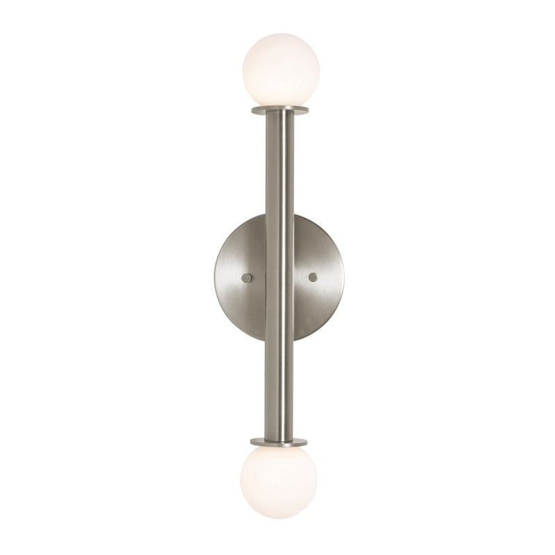 AFX Lighting Lane 2 Light Sconce, Satin Nickel/White - LANS0620LAJUDSN