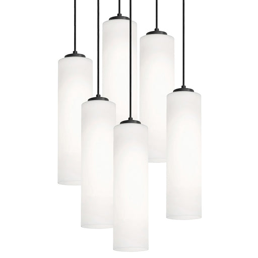 AFX Lighting Leo 6 Light Black Pendant, Black/White - LEOP0412MBBKRND6