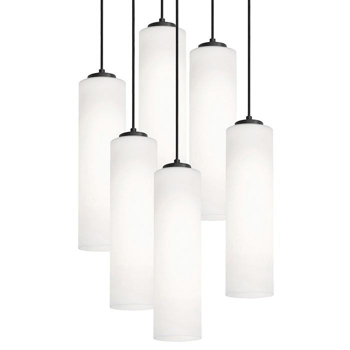 AFX Lighting Leo 6 Light Black Pendant, Black/White - LEOP0412MBBKRND6