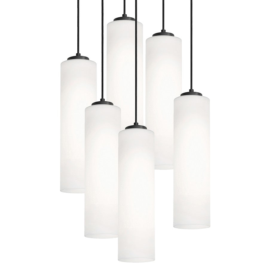 AFX Lighting Leo 6 Light Black Pendant, Black/White - LEOP0412MBBKRND6