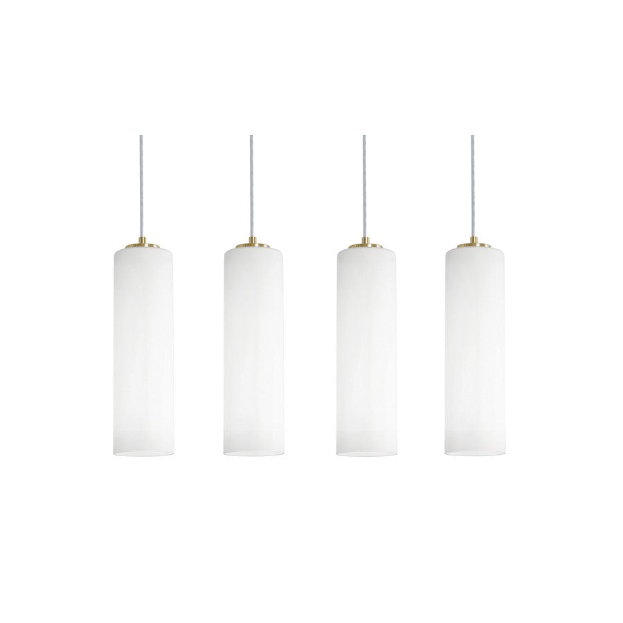 AFX Lighting Leo 4 Light Linear Pendant, Antique Brass/White - LEOP0412MBLBLNR4