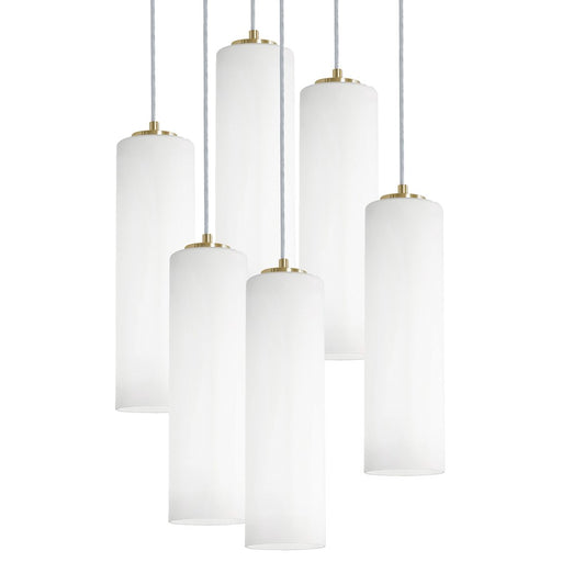 AFX Lighting Leo 6 Light Round Pendant, Antique Brass/White - LEOP0412MBLBRND6