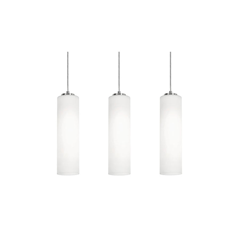 AFX Lighting Leo 3 Light Linear Pendant, Satin Nickel/White - LEOP0412MBSNLNR3