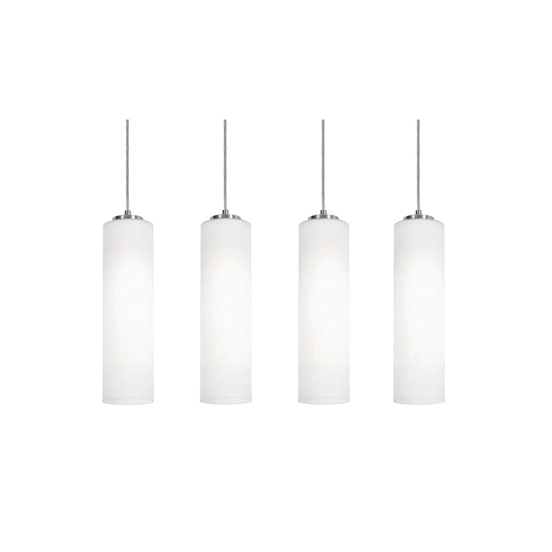 AFX Lighting Leo 4 Light Linear Pendant, Satin Nickel/White - LEOP0412MBSNLNR4