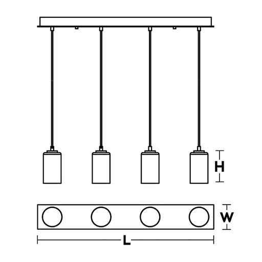 AFX Lighting Leo 4 Light Linear Pendant, Satin Nickel/White