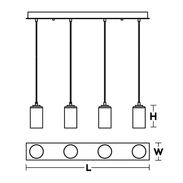 AFX Lighting Leo 4 Light Linear Pendant, Satin Nickel/White