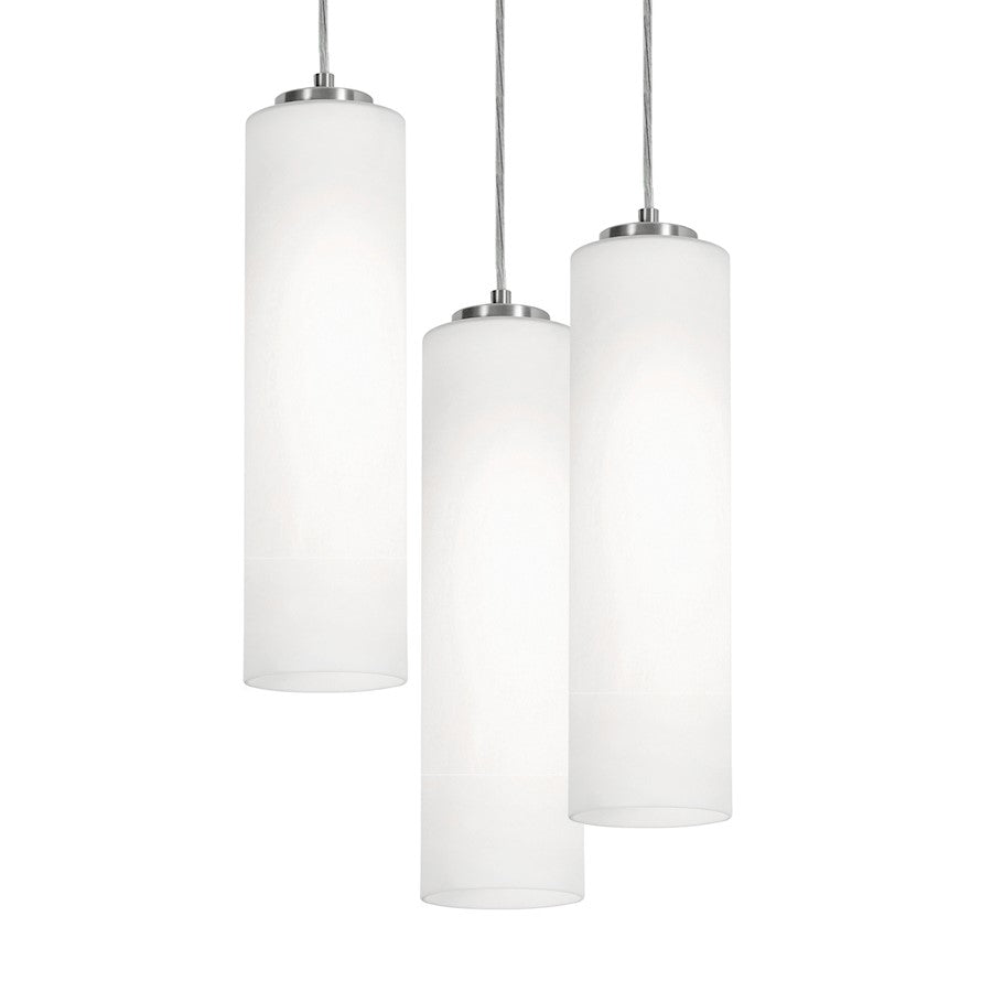 AFX Lighting Leo 3 Light Round Pendant, Satin Nickel/White - LEOP0412MBSNRND3