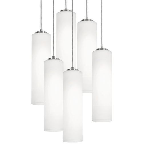 AFX Lighting Leo 6 Light Round Pendant, Satin Nickel/White - LEOP0412MBSNRND6