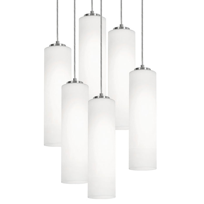 AFX Lighting Leo 6 Light Round Pendant, Satin Nickel/White - LEOP0412MBSNRND6