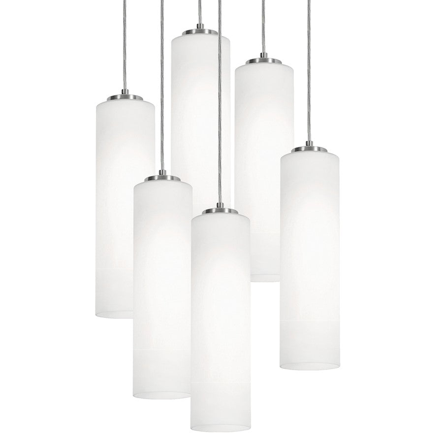 AFX Lighting Leo 6 Light Round Pendant, Satin Nickel/White - LEOP0412MBSNRND6