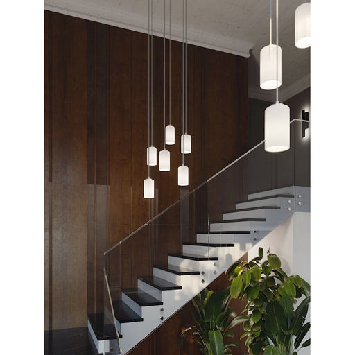 AFX Lighting Leo 6 Light Round Pendant, Satin Nickel/White