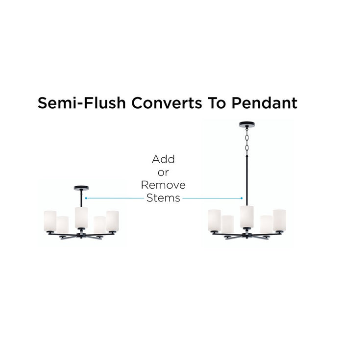 AFX Lighting Leo 5-Light Medium Base Pendant, Black/White