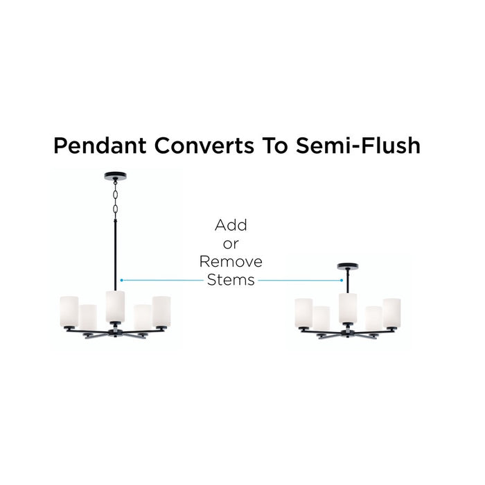 AFX Lighting Leo 5-Light Medium Base Pendant, Black/White