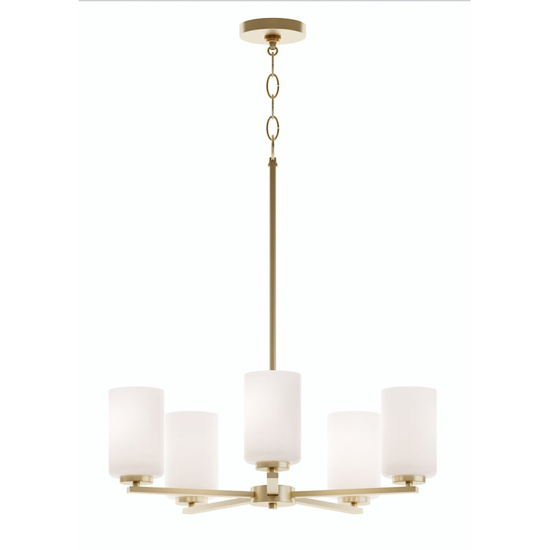 AFX Lighting Leo 5-Light Med Base Pendant, Brass/White - LEOP24MBLB