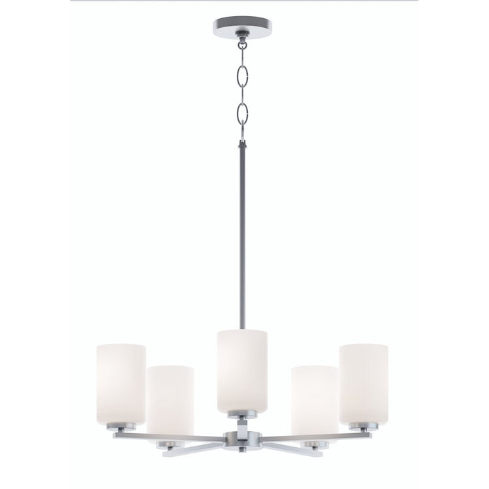 AFX Lighting Leo 5-Light Med Base Pendant, Satin Nickel/White - LEOP24MBSN