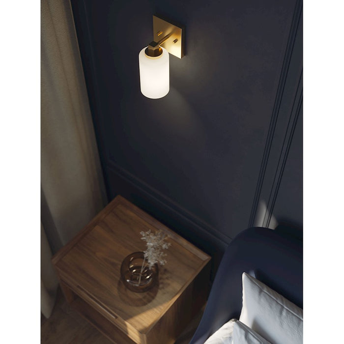 AFX Lighting Leo 1 Light Wall Sconce, Light Antique Brass/Clear