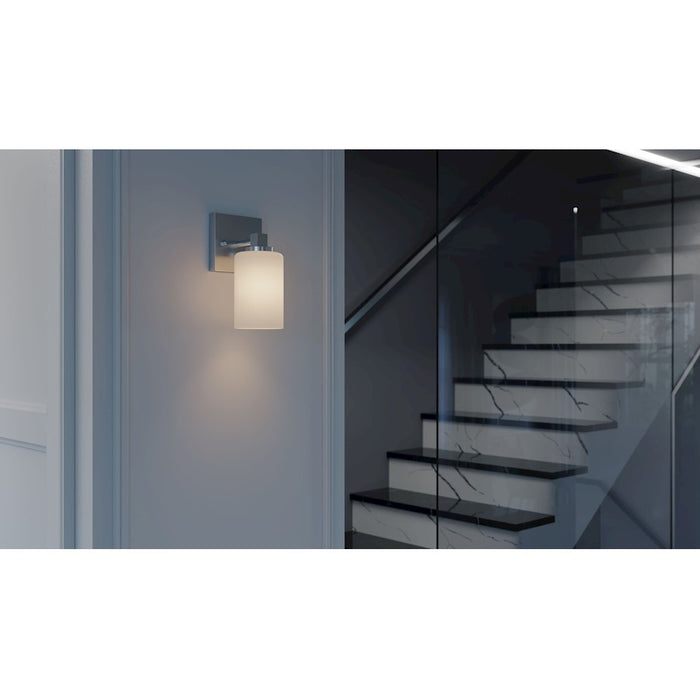 AFX Lighting Leo 1 Light Wall Sconce, Satin Nickel/Clear