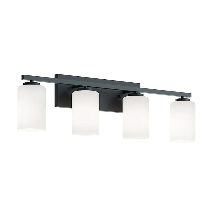 AFX Lighting Leo 4 Light 31" Vanity, Black/Clear - LEOV3109MBBK