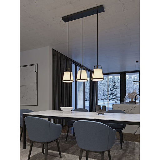 AFX Lighting Lizzette Light Black Pendant, Black/Linen White