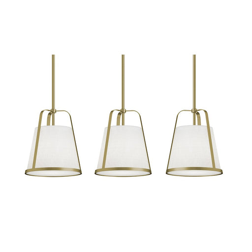 AFX Lighting Lizzette 3-Light Linear Pendant, Brass/Linen White - LIZP10MBLBLNR3