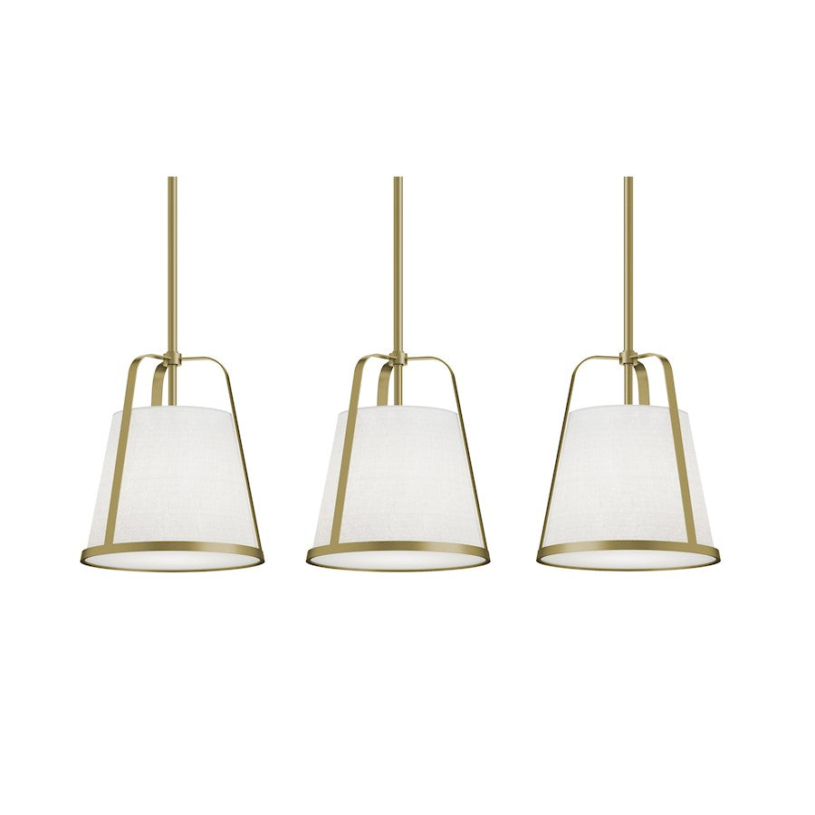 AFX Lighting Lizzette 3-Light Linear Pendant, Brass/Linen White - LIZP10MBLBLNR3