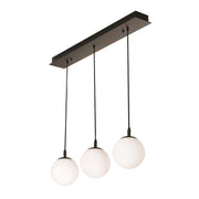 AFX Lighting Loretto 36in 3-Light Linear Pendant | Modern Black Steel and White Glass | Kitchen Island & Dining Room | Model LRTP07MBBKLNR3
