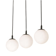AFX Lighting Loretto 36in 3-Light Linear Pendant | Modern Black Steel and White Glass | Kitchen Island & Dining Room | Model LRTP07MBBKLNR3