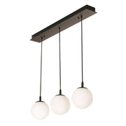AFX Lighting Loretto 36in 3-Light Linear Pendant | Modern Black Steel and White Glass | Kitchen Island & Dining Room | Model LRTP07MBBKLNR3