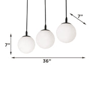 AFX Lighting Loretto 36in 3-Light Linear Pendant | Modern Black Steel and White Glass | Kitchen Island & Dining Room | Model LRTP07MBBKLNR3