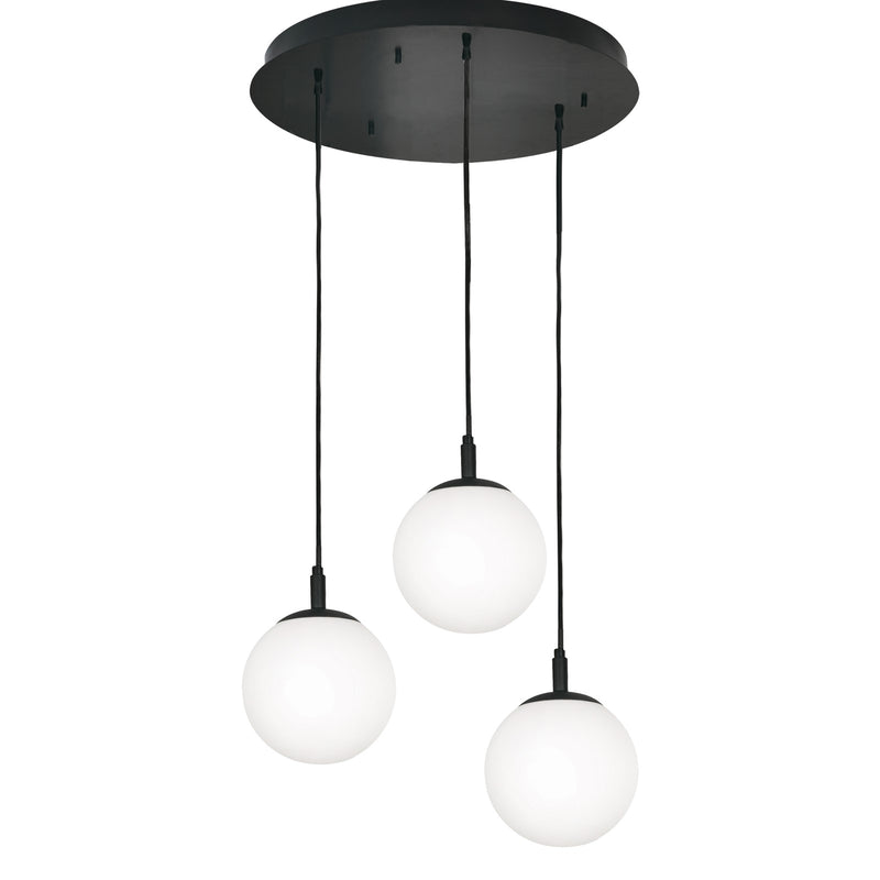 AFX Lighting Loretto 18in 3-Light Round Pendant | Modern Black and White Glass | Kitchen Island & Dining Room | 18 x 18 x 7 in | Model LRTP07MBBKRND3