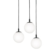 AFX Lighting Loretto 18in 3-Light Round Pendant | Modern Black and White Glass | Kitchen Island & Dining Room | 18 x 18 x 7 in | Model LRTP07MBBKRND3