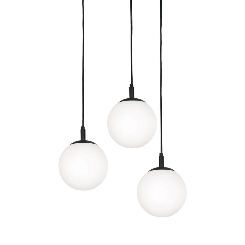 AFX Lighting Loretto 18in 3-Light Round Pendant | Modern Black and White Glass | Kitchen Island & Dining Room | 18 x 18 x 7 in | Model LRTP07MBBKRND3