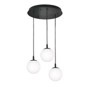 AFX Lighting Loretto 18in 3-Light Round Pendant | Modern Black and White Glass | Kitchen Island & Dining Room | 18 x 18 x 7 in | Model LRTP07MBBKRND3