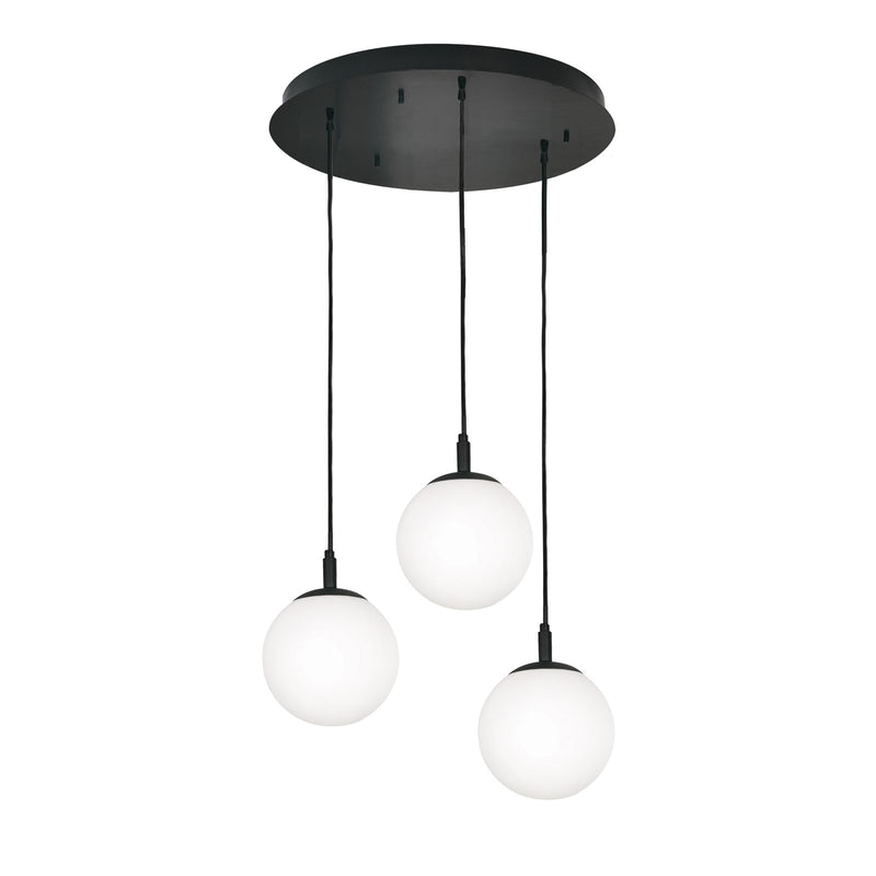 AFX Lighting Loretto 18in 3-Light Round Pendant | Modern Black and White Glass | Kitchen Island & Dining Room | 18 x 18 x 7 in | Model LRTP07MBBKRND3