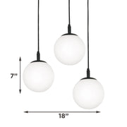 AFX Lighting Loretto 18in 3-Light Round Pendant | Modern Black and White Glass | Kitchen Island & Dining Room | 18 x 18 x 7 in | Model LRTP07MBBKRND3