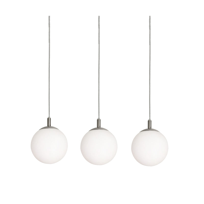 AFX Lighting Loretto 36in 3-Light Linear Pendant | Modern Satin Nickel and White Glass | Kitchen Island & Dining Room | Model LRTP07MBSNLNR3