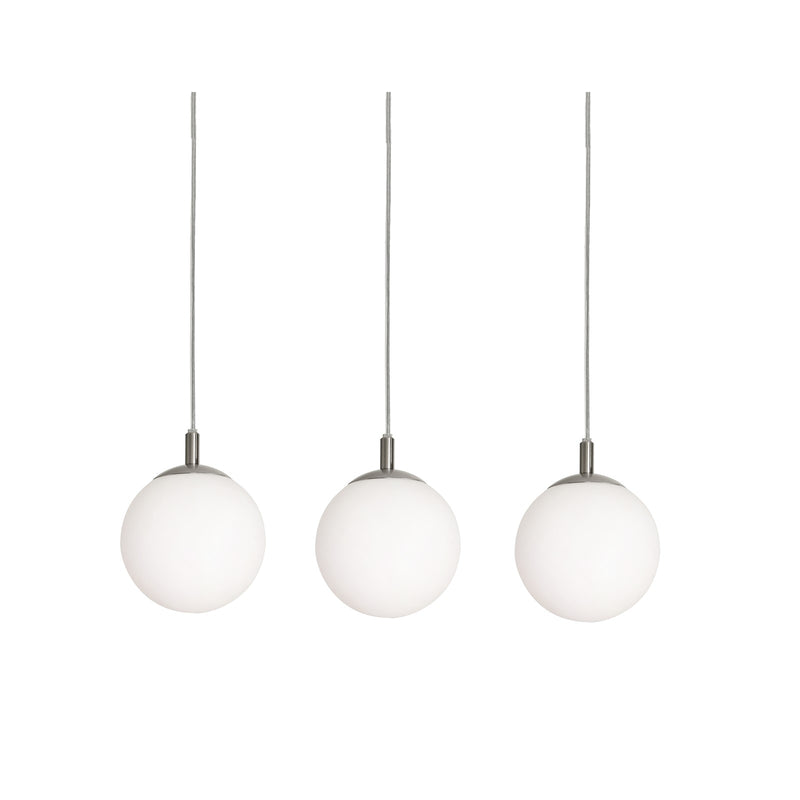 AFX Lighting Loretto 36in 3-Light Linear Pendant | Modern Satin Nickel and White Glass | Kitchen Island & Dining Room | Model LRTP07MBSNLNR3