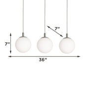 AFX Lighting Loretto 36in 3-Light Linear Pendant | Modern Satin Nickel and White Glass | Kitchen Island & Dining Room | Model LRTP07MBSNLNR3