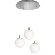 AFX Lighting Loretto 18in 3-Light Round Pendant | Satin Nickel and White Glass | Kitchen Island & Dining Room | 18 x 18 x 7 in | Model LRTP07MBSNRND3
