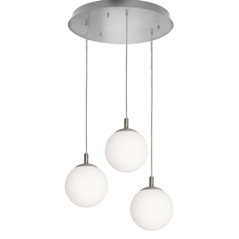 AFX Lighting Loretto 18in 3-Light Round Pendant | Satin Nickel and White Glass | Kitchen Island & Dining Room | 18 x 18 x 7 in | Model LRTP07MBSNRND3