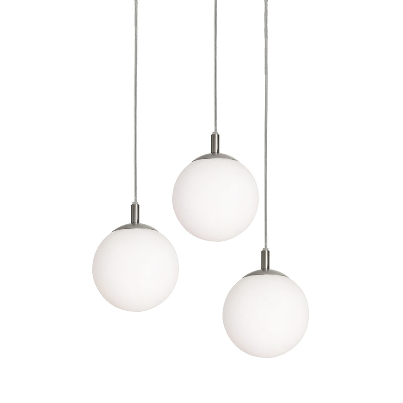 AFX Lighting Loretto 18in 3-Light Round Pendant | Satin Nickel and White Glass | Kitchen Island & Dining Room | 18 x 18 x 7 in | Model LRTP07MBSNRND3