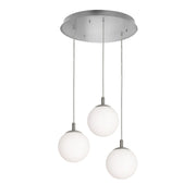 AFX Lighting Loretto 18in 3-Light Round Pendant | Satin Nickel and White Glass | Kitchen Island & Dining Room | 18 x 18 x 7 in | Model LRTP07MBSNRND3