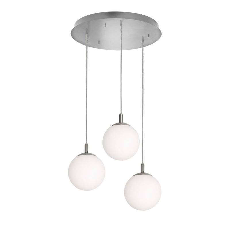 AFX Lighting Loretto 18in 3-Light Round Pendant | Satin Nickel and White Glass | Kitchen Island & Dining Room | 18 x 18 x 7 in | Model LRTP07MBSNRND3