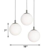 AFX Lighting Loretto 18in 3-Light Round Pendant | Satin Nickel and White Glass | Kitchen Island & Dining Room | 18 x 18 x 7 in | Model LRTP07MBSNRND3