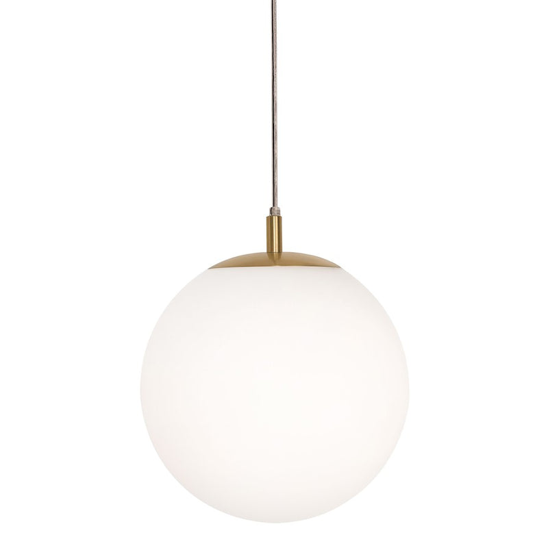 AFX Lighting Loretto 12in 1-Light Pendant | Transitional Satin Brass and White Glass | Kitchen Island & Dining Room | Model LRTP11MBSB