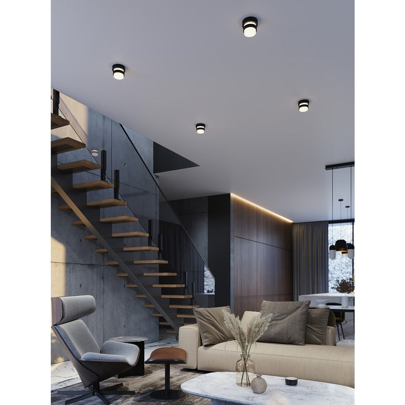 AFX Lighting Miami 1 Light Flush Mount, Black/White