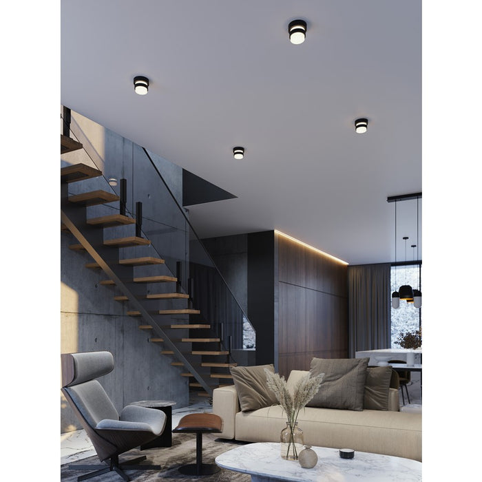 AFX Lighting Miami 1 Light Flush Mount, Black/White