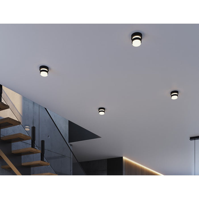 AFX Lighting Miami 1 Light Flush Mount, Black/White